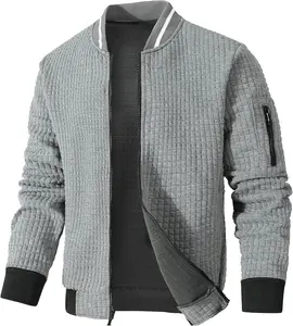 Mens Lightweight Jacket Casual Bomber Jacket Varsity Coat Classic Cotton Fabric Fabric
