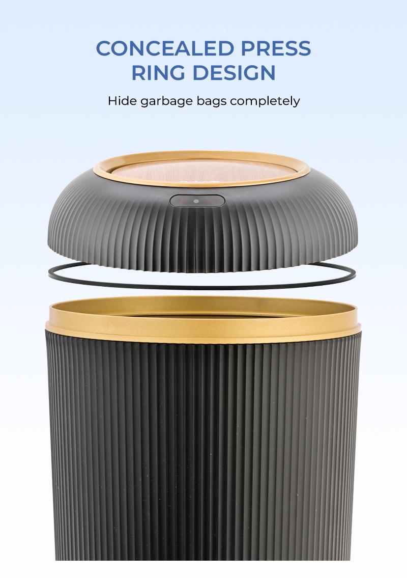 PUKOMC Smart Trash Can – Motion Sensor Touchless Bin, Auto Close Lid, Waterproof 2.6-Gal – Compact For Kitchen/Office