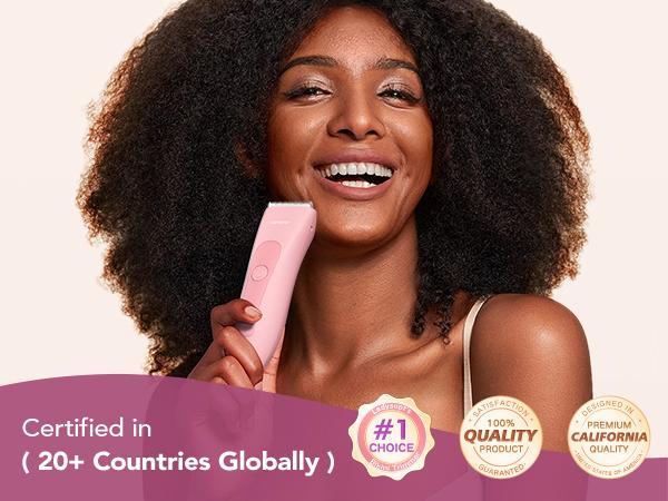 LADYSPOT Electric Bikini Trimmer for Women - Waterproof, Rechargeable, Hypoallergenic Ceramic Blades, Precise & Safe, Portable for Arms & Legs, 90-Minute Battery Life