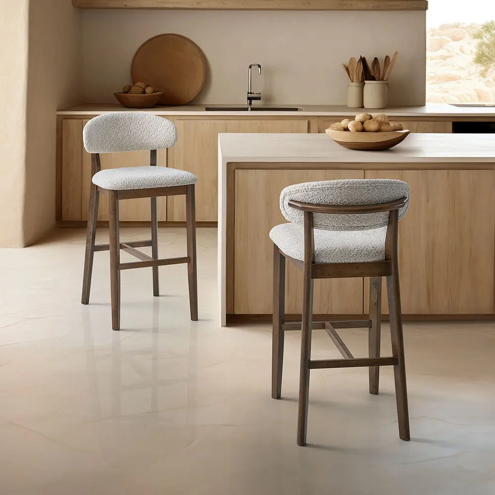 ACTU 30 " Bar Stools Set of 2, Upholstered Bar Height Stool, Walnut Color