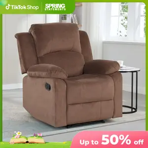[SpringStatements] EBELLO Manual Recliner Chair, Soft Fabric Overstuffed Recliner Single Sofa Chair for Living Room Bedroom, Heavy Duty and Safety Reclining Mechanism,