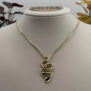 (94) 14K Gold Plated Snake Pendant for Women with Chain