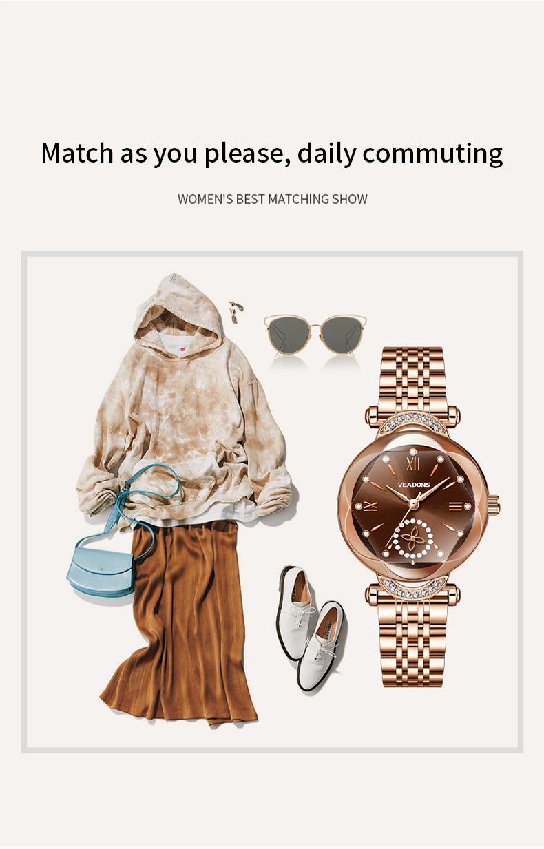 Luxury Watch  Women's Jewelry Watch Valentine’s Day Gift Elegant Diamond Cut Crystal Four Leaf Clover Pearl Elements Stainless Steel Case Waterproof Design for Daily Wear or Gifting ChristmasGift