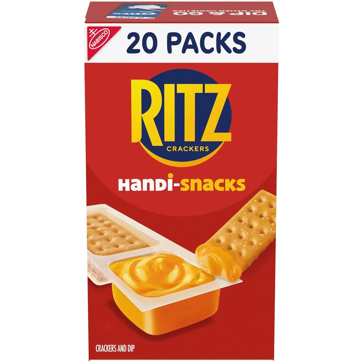 RITZ Crackers 'N Cheesy Dip Snack Packs, 20 Snack Packs | Individually Wrapped