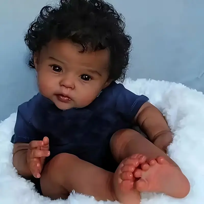 Reborn Baby Dolls Full Body Boy 18 Inch 45cm Black Lifelike Baby Doll Vinyl with Rooted Hair Newborn Babies Reborn Toddler Dolls christmas collector gift for sale year birthday present