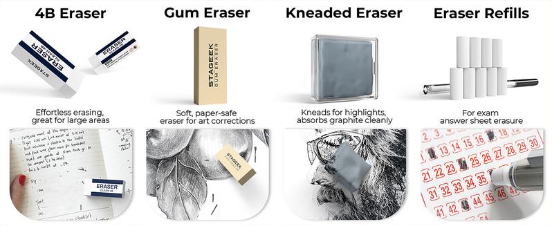 STAGEEK 37PCS Art Mechanical Pencil Set, Drafting Pencil 5 Sizes- 0.3, 0.5, 0.7, 0.9MM & 2PCS 2.0MM Mechanical Drawing Pencils with 492PCS Leads (6B 4B 2B HB 2H 4H Color) for Artist Sketching Drawing