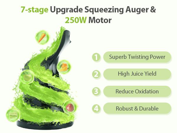 Aeitto Max5 Juicer, Cold Press Juicer with 5.8" Large Feed Chute,1.7L Large Capacity, 250W Whole Masticating Juicers for Vegetable and Fruit, High Juice Yield, Easy to Clean with Brush, Ice Fruit, BPA-Free, Smart recipes App