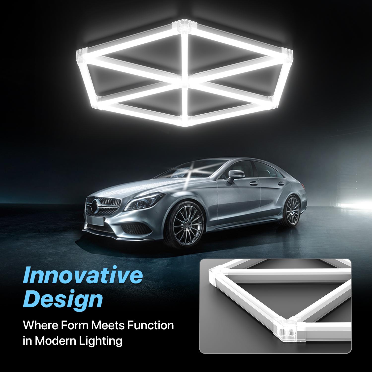 HYPERLITE Hexagon Light Honeycomb Light LED Ceiling Light, 130–204W 13,000–20,400LM 6500K Bright White, Car Detailing Garages, Garage Light, Workshops, Basements, Gyms, Studios, Barber Shops, Game Rooms, LED Wall Decorative Lighting， SpringGlowUp