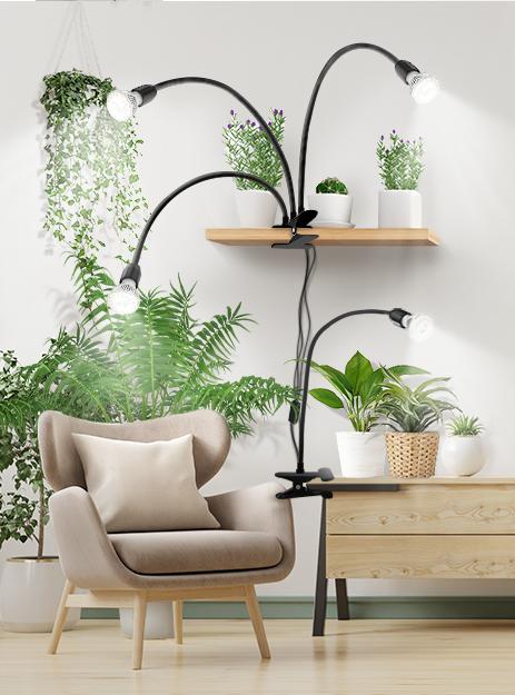 SANSI 10W LED Grow Light (150W Equivalent), Full Spectrum Gooseneck Clip Plant Lamp, High PPFD with 4/8/12H Timer for Indoor Plants