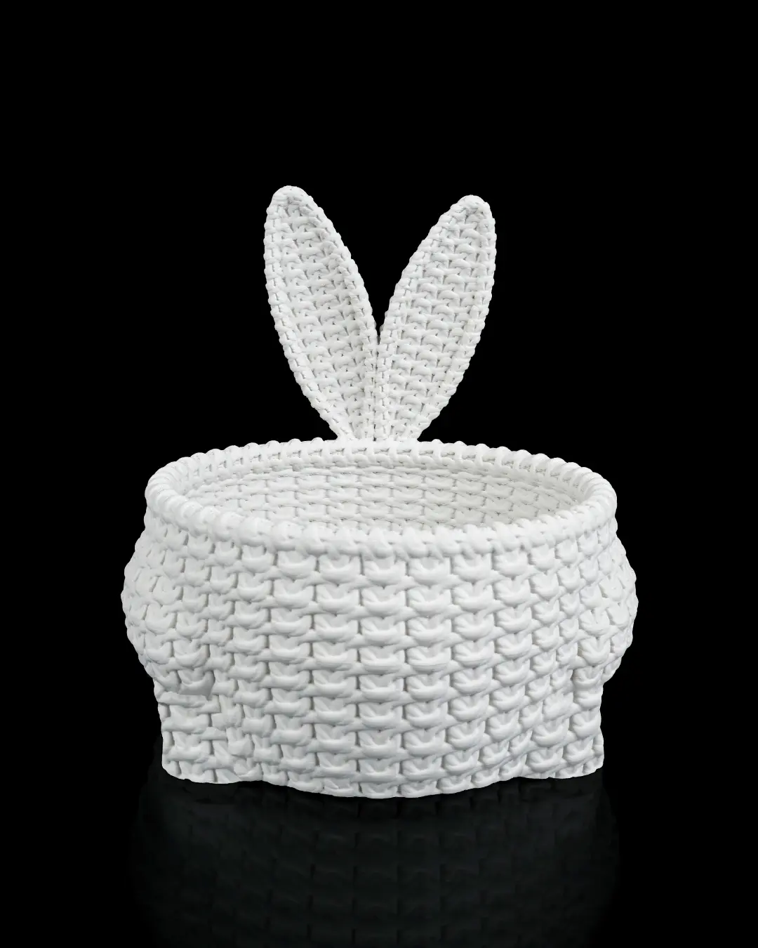 Easter Bunny Basket Planter - 3D Printed White PLA+ Decorative Bowl - Home Decor Storage