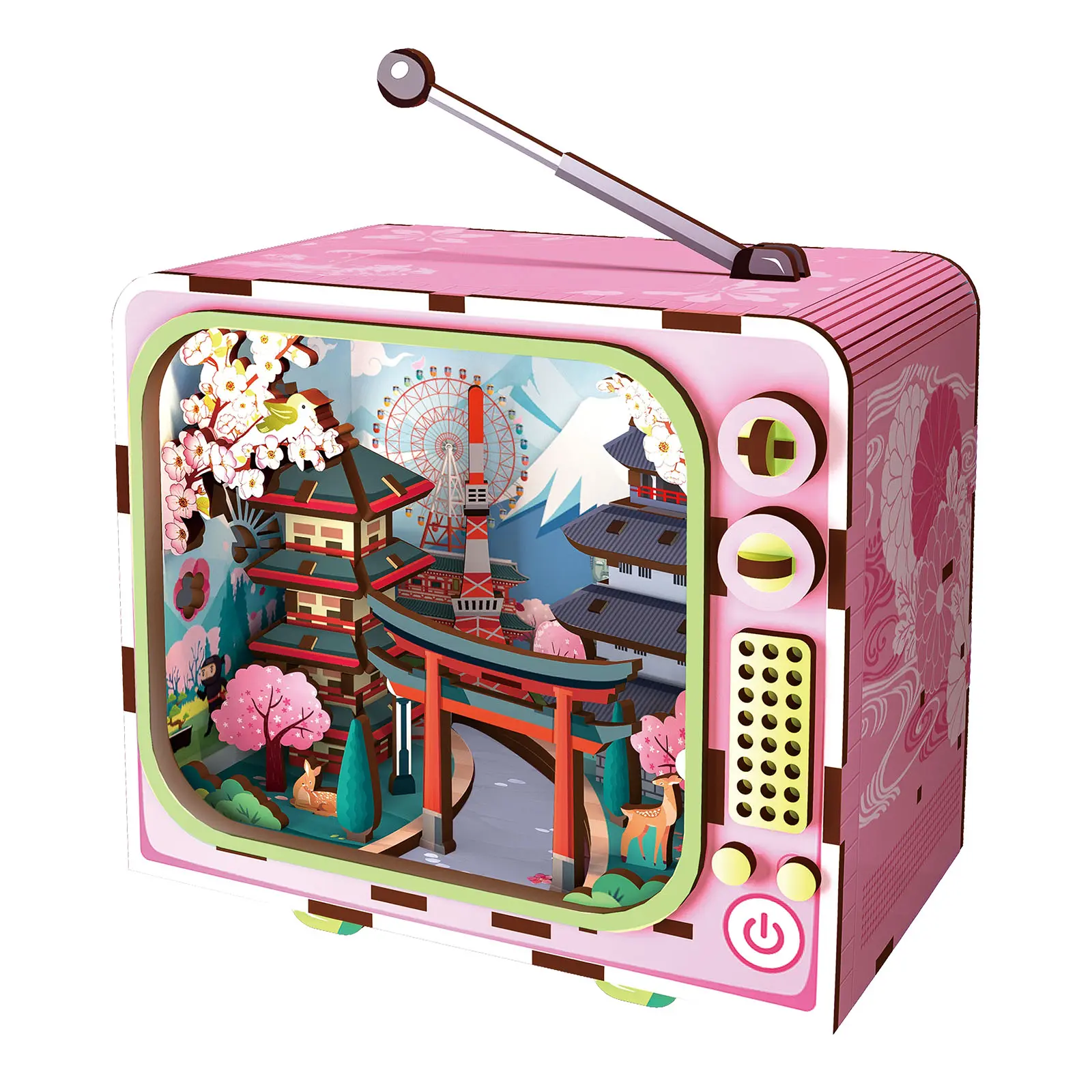 Under Mount Fuji 3D Wood Look Wooden Puzzle Nightlight - DIY LED Lamp Kits, Hobbies Kit Adults, Creative Home Decor Building Toy for Nature Lovers