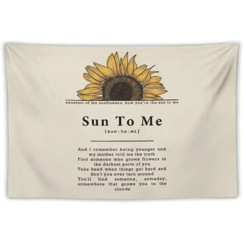 Polyester Country Music Lyrics Print Tapestry with "Sun to Me" Design, Lightweight Easy-Install All-Seasons Wall Decor, Size-Optional Home Decor for Bedroom Dorm, Durable Synthetic Banner Gift