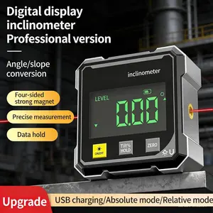 Digital Angle Finder with Electronic Laser Level,Inclinometer- 4-side Strong Magnetic Angle Gauge, Protractor,Finder Measuring Tool for Woodworking