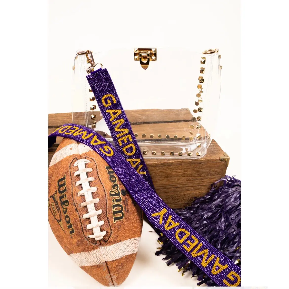 LSU Game Day Glam Beaded Purse Strap for Clear Bag