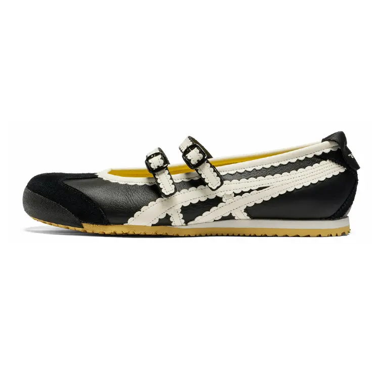Onitsuka Tiger Women's Mexico 66 TGRS Old School Sports Sneaker, Black Cream Rubber Footwear with Padded Design, Shoe, Walking Shoes, True To Size, Running Shoes