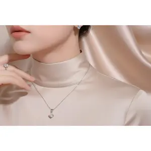 Trendy Platinum Plated Zircon Jewelry Set for Women | Necklace Earrings Ring