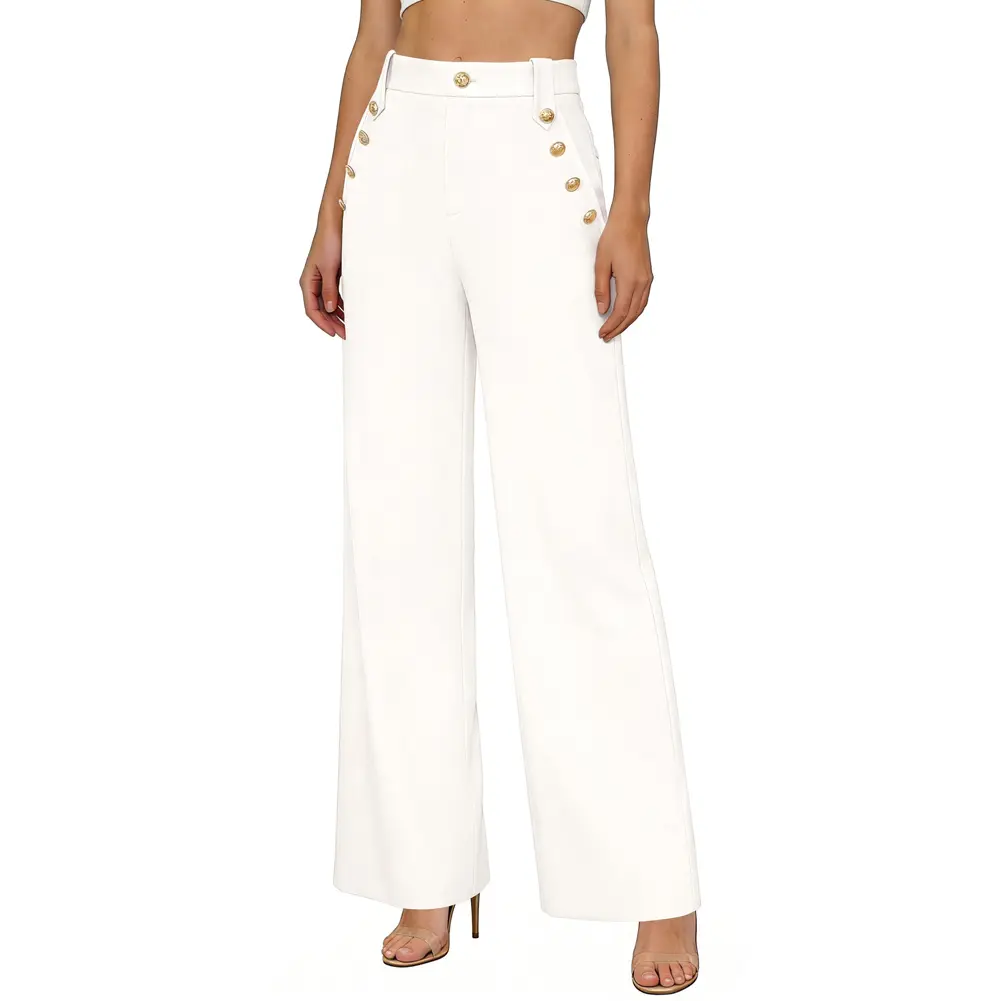 GRACE KARIN Women's Wide Leg Dress Pants - Business Casual Bottoms with Button Detail, Clean Lines, Full Length, Multi-Size (2026 Collection)