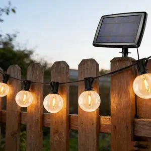 25-Light 50 ft. Outdoor Solar LED String-Light G40 Integrated LED Globe Shatterproof 2700K Patio Garden String-Light