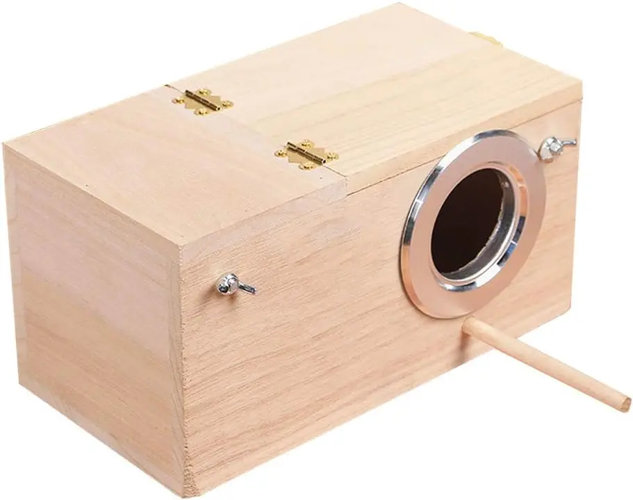 Wood Parakeet Nest Box Pet Bird House Parrot Breeding Mating Box Bird Cage Box for Lovebirds Cockatiel Parrotlets Budgerigar Parakeet (M)