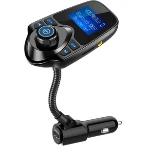 Car Bluetooth FM Transmitter [2024 Upgraded], 1.44" Display Flexible Gooseneck, Handsfree Call Wireless Music Stereo Audio Player Radio Adapter Car Kit USB Phone Cha