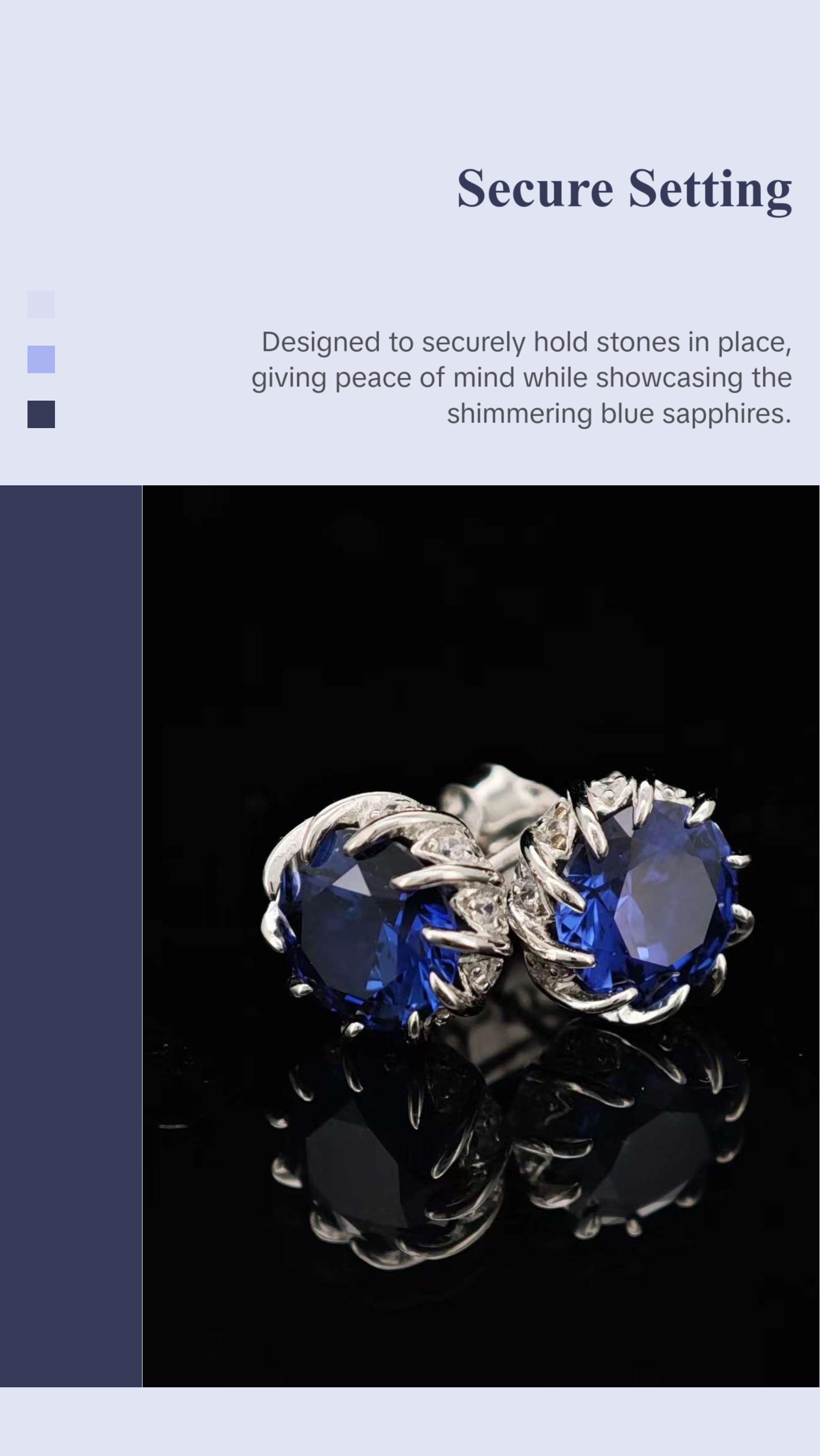 3 ct Lab-grown Sapphire Earring Studs - Flower buds Style with Sterling Silver