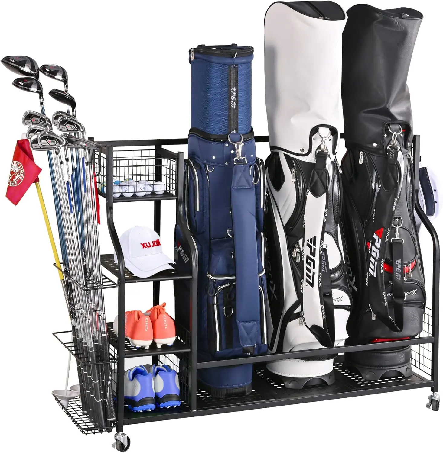 Golf Storage Garage Organizer, Golf Bag Storage Stand and Other Golfing Equipment Rack, Extra Storage Rack for Golf Clubs Golf Accessories Golf Kit