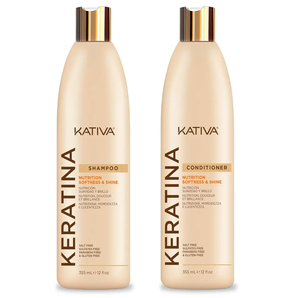 Kativa Keratin Shampoo and Conditioner Kit, 12 oz, Smooth & Strengthening Formula