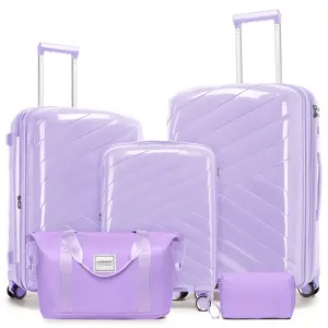 5 Piece Hard Shell Luggage Set Expandable Design Lightweight PP Carry On Suitcases with Spinner Wheels Womens Travel Luggage