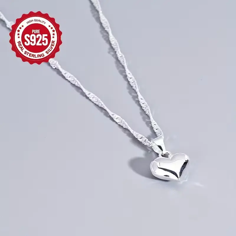 Fashionable silver heart pendant necklace, suitable for casual wear, unique design, ladies' fashion jewelry, daily and party accessories, perfect Valentine's Day gift, Necklaces For Women, Silver Necklaces