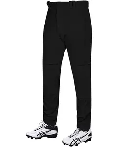 Penveer Full Length Men's Baseball Pants, Open Bottom, Loose Fit Adult Baseball Pants with Adjustable Length (Black) Athletic Tracksuit Soft Jogger Trousers