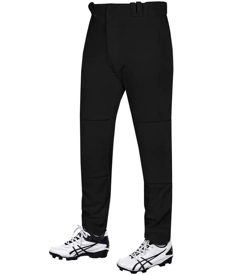 Penveer Full Length Men's Baseball Pants, Open Bottom, Loose Fit Adult Baseball Pants with Adjustable Length (Black) Athletic Tracksuit Soft Jogger Trousers