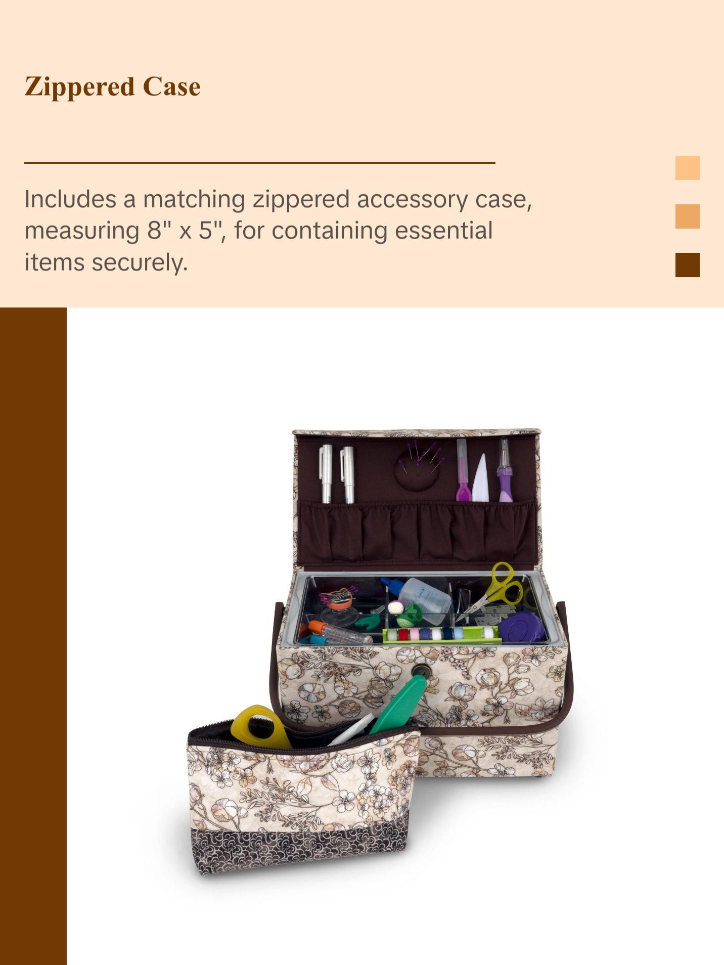 Rectangular Sewing Basket with Zippered Case, Medium