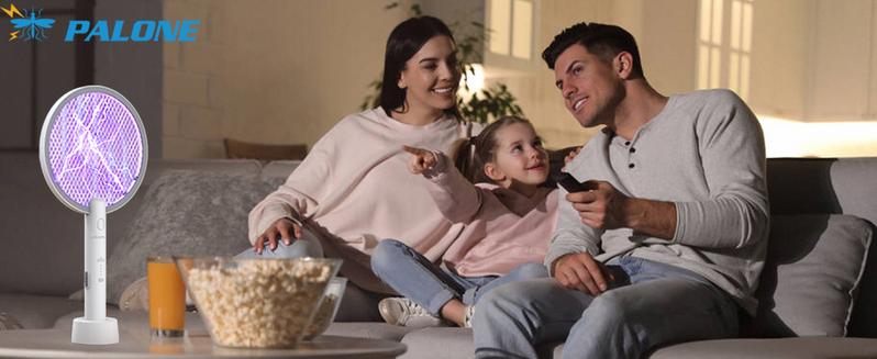 Portable Electric Fly Swatter, 2 IN 1 Bug Zapper, 3400V High Voltage Fly Trap，1200mAh Battery USB-C Rechargeable,3-Layer Safety, Indoor & Outdoor Use