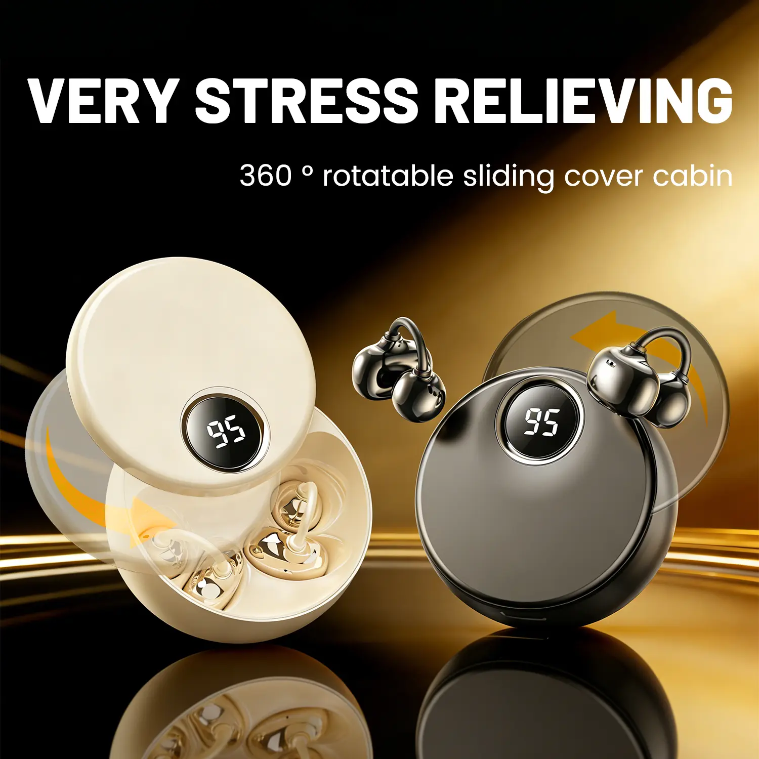 Women's Open-Ear Bluetooth Headphones - Bluetooth 6.0 Ear-Clip Audio Electronics with High-Fidelity Stereo Sound, IPX7 Waterproof, Built-in ANC Microphone, Type-C Charging, Multi-Device Connection, Noise Isolation, Touch Operation, Ideal for Workout