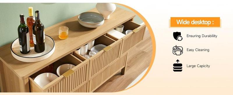 【Valentine's Day gift】ONBRILL 60 " Fluted Dresser, Modern Wooden Dresser for Bedroom, Chest of Drawers with Metal Handle, TV Stand, Storage Organizer Unit, Storage Tower for Livingroom Hallway Closet ,Bedroom Furniture, Christmas Gift