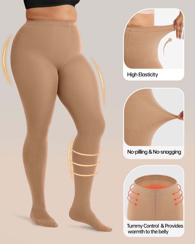 OEAK Womens Lined Tights Pantyhose Thermal High Waisted Warm Legging Pants Footed Sheer Tights