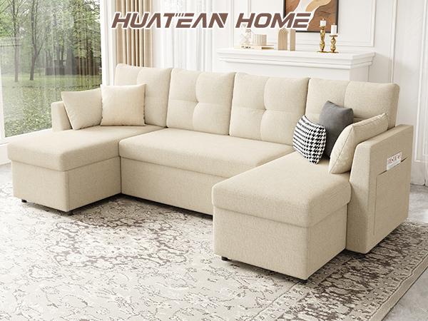 【2-3 Packages】 Oversized Sleeper Sofa Couch, 110 inch 2 in 1 Pullout Couch Bed with Double Storage Chaise, Sectional Sleeper Sofa Bed with Side Pocket for Living Room#daybed