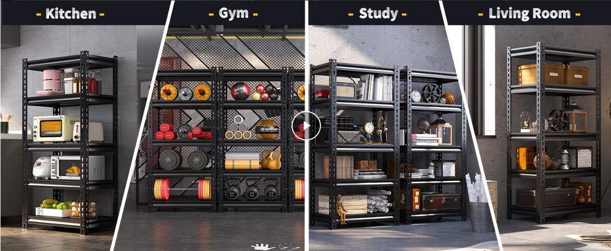 Raybee Furniture 5-Tier Metal Garage Shelving, Loading 2000-2500LBS, 72" Adjustable Heavy Duty Shelves for Storage Garage Shelf Industrial Shelving Raybee Furniture 5-Tier Metal Garage Shelving, Loading 2000-2500LBS, 72" Adjustable Heavy Duty Shelves for Storage Garage Shelf Industrial Shelving