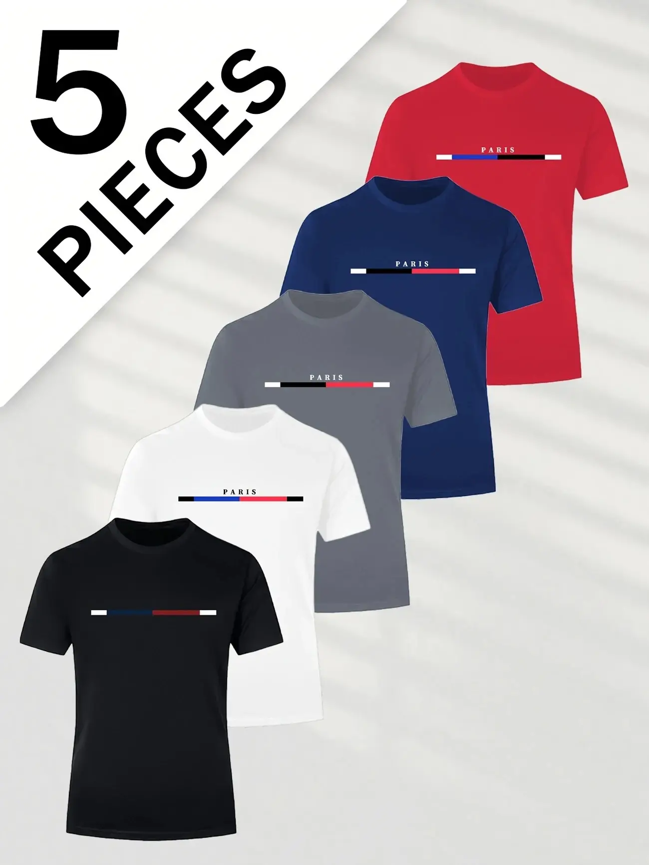 5-piece men's daily casual short-sleeved crew neck T-shirt, breathable and lightweight, Outdoorfun，suitable for summer sports and leisure wear, outdoor clothing, comfortable and breathable stretch fabric men's tops summerwins Athletic Apparel Athleisure S