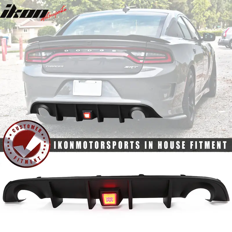 Rear Bumper Diffuser for Dodge Charger SRT 2015-2023 with LED Brake Light Lamp
