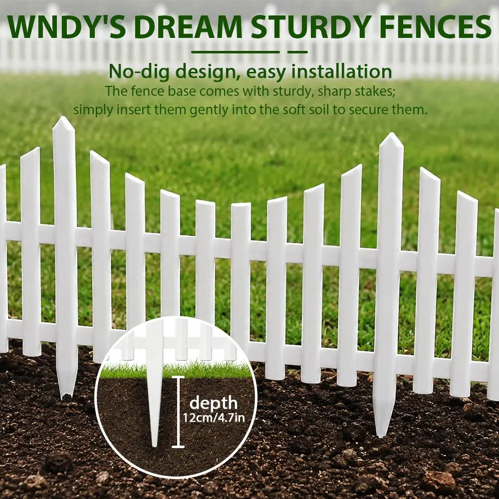 10pcs White/Brown Plastic Fence Set - Durable Plastic Lawn Edging, Ground-Level Pathway Decorative Fences, Border Markers, Outdoor Landscape Stakes, Easy-Install Garden Border Panels for Lawns, Flower Beds