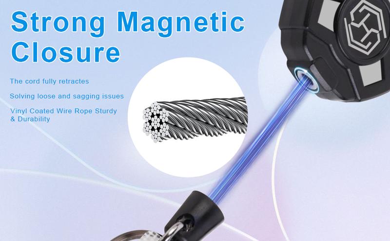 [New Deal] 2-Pack Retractable Keychain - Heavy Duty Badge Holder, ID Badge Reel, Carabiner Badge Clip, Tactical Key Chain with 32" Steel Retractable Cord, 8.0 oz