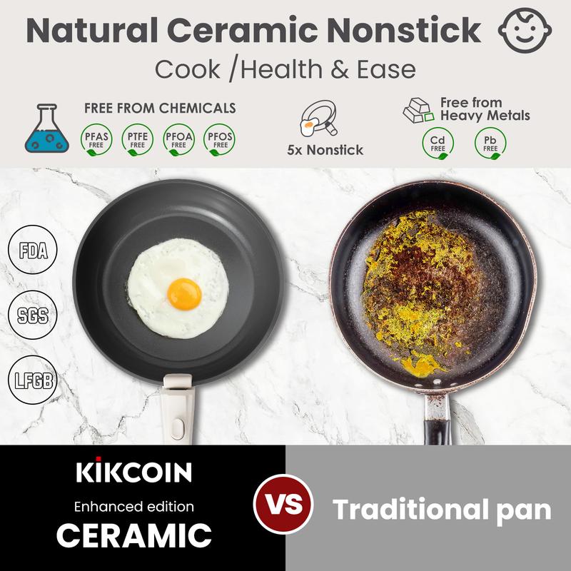Kikcoin RV Nonstick Cookware Sets-Non-Toxic Kitchen Tools for Cooking & Baking-Includes Pots, Pans, Utensils & More - Perfect for Beginners & Chefs