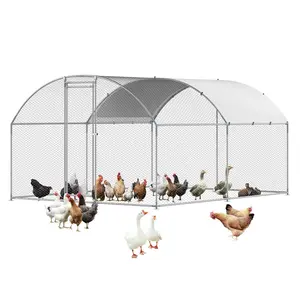 VEVOR Metal Chicken Coop,  , 9.8x13.1x6.5 ft Large Walk-in Chicken Runs with Cover, Doom Roof Hen House Enclosure with Security Lock, Outdoor Duck Rabbit Cage Poultry Pen for Backyard, Farm, Yard