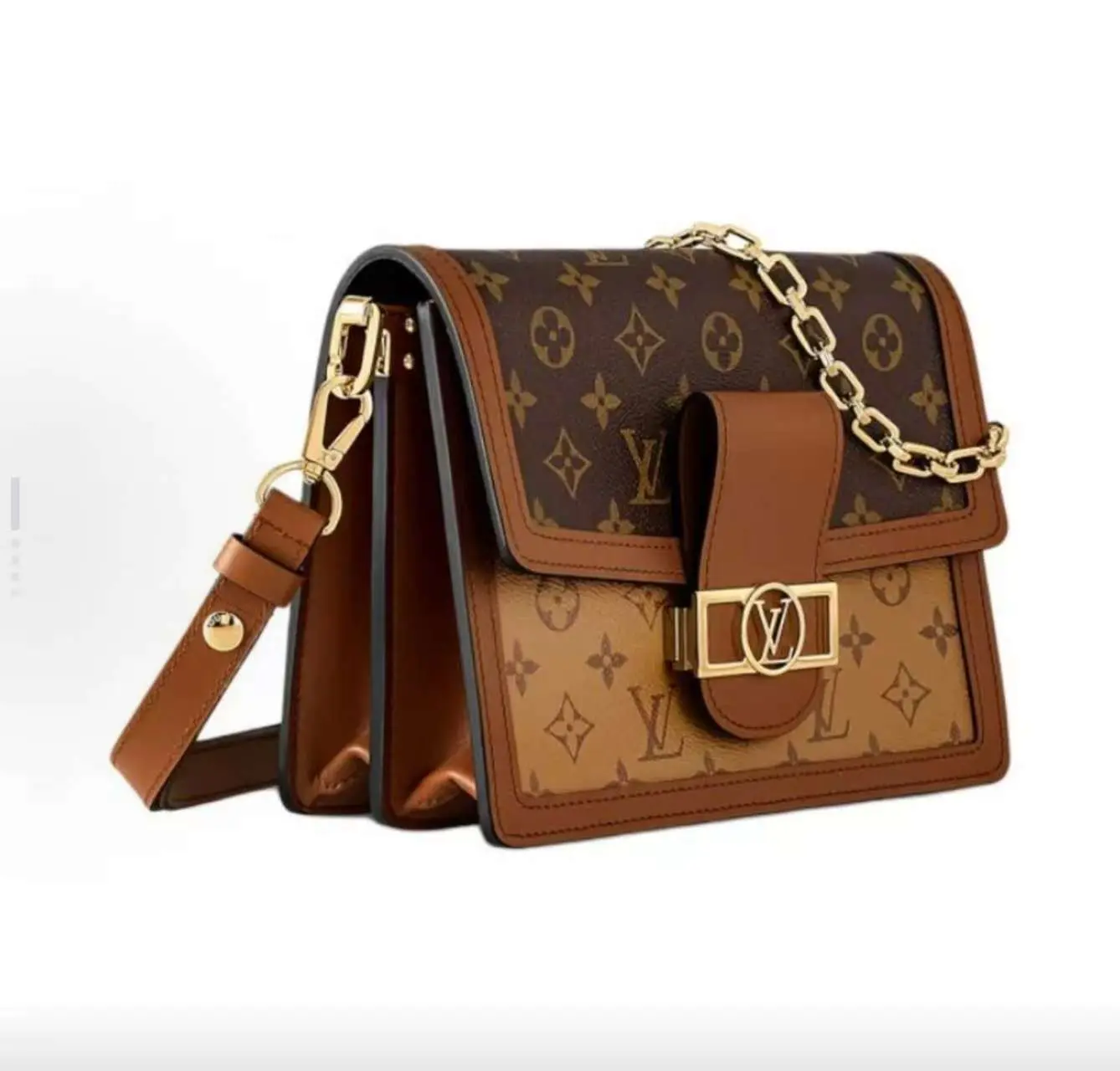 Pre-owned Louis Vuitton Dauphine MM Monogram Canvas | Microchip Version, Full Authentic, Chain Shoulder & Crossbody Handbag