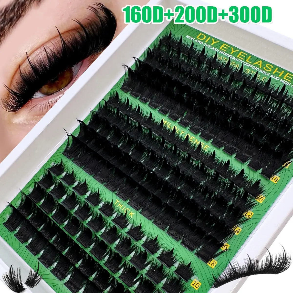 Spikes Lash Cluster Eyelash Extensions, Thick Spiky Individual Lashes, 10-18mm Mega Wispy, D Curly, DIY at Home, Anime Fairy Cluster Lashes, Volume Eyelash Clusters, Fluffy Volume Eyelashes, Volumized Fake Eyelashes, Volume False Lashes