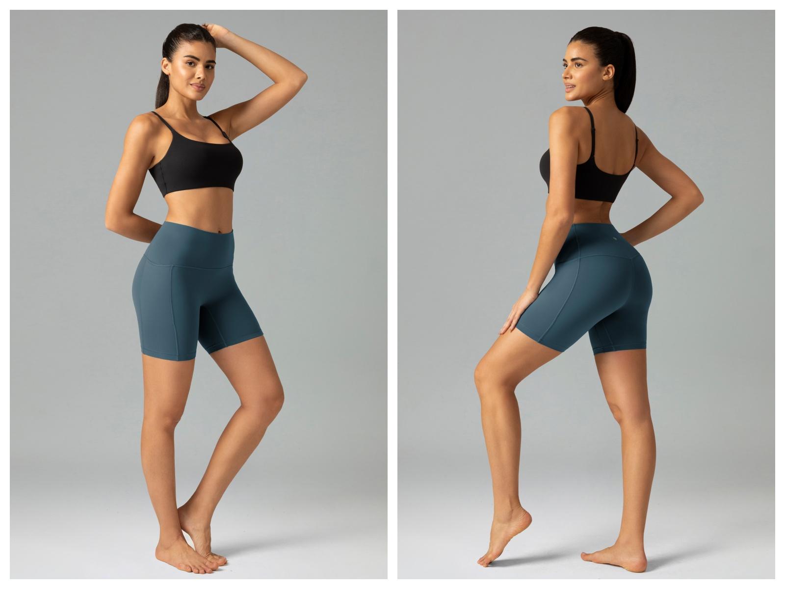 Colorfulkoala Sports Biker Shorts for Women，No Front Seam 6" High Waisted Workout Shorts with Pocket for Gym Yoga Running Slim-Fitting Biking Regular Summer