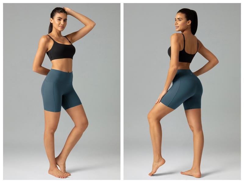 Colorfulkoala Sports Biker Shorts for Women，No Front Seam 6" High Waisted Workout Shorts with Pocket for Gym Yoga Running Slim-Fitting Biking Regular Summer