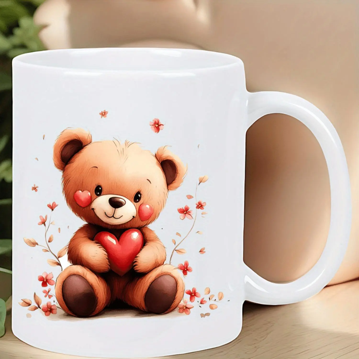 Charming Teddy Bear Ceramic Coffee Mug Keeps Drinks Warm Reusable Hand Wash Recommended
