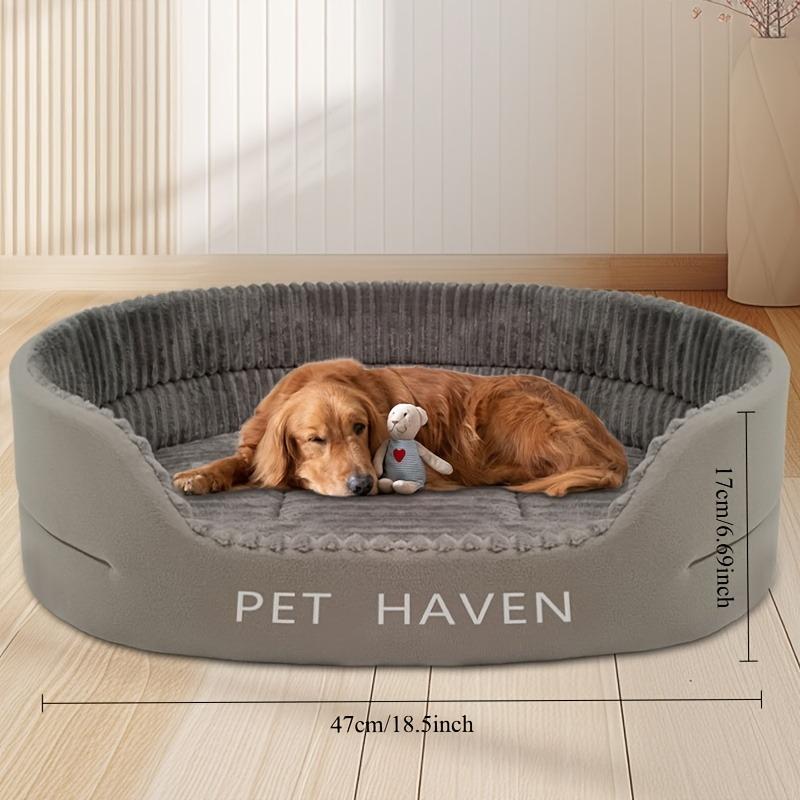 Pet Heaven Luxury Plush Thickened Pet Sofa Bed All Season Warm & Cool Dog Cat Bed for Medium Large Breeds Fully Washable Removable Mat 3D Raised Edge Pet Couch sleeping bag dog accessories Adjustable Temperature Heating Pad towers